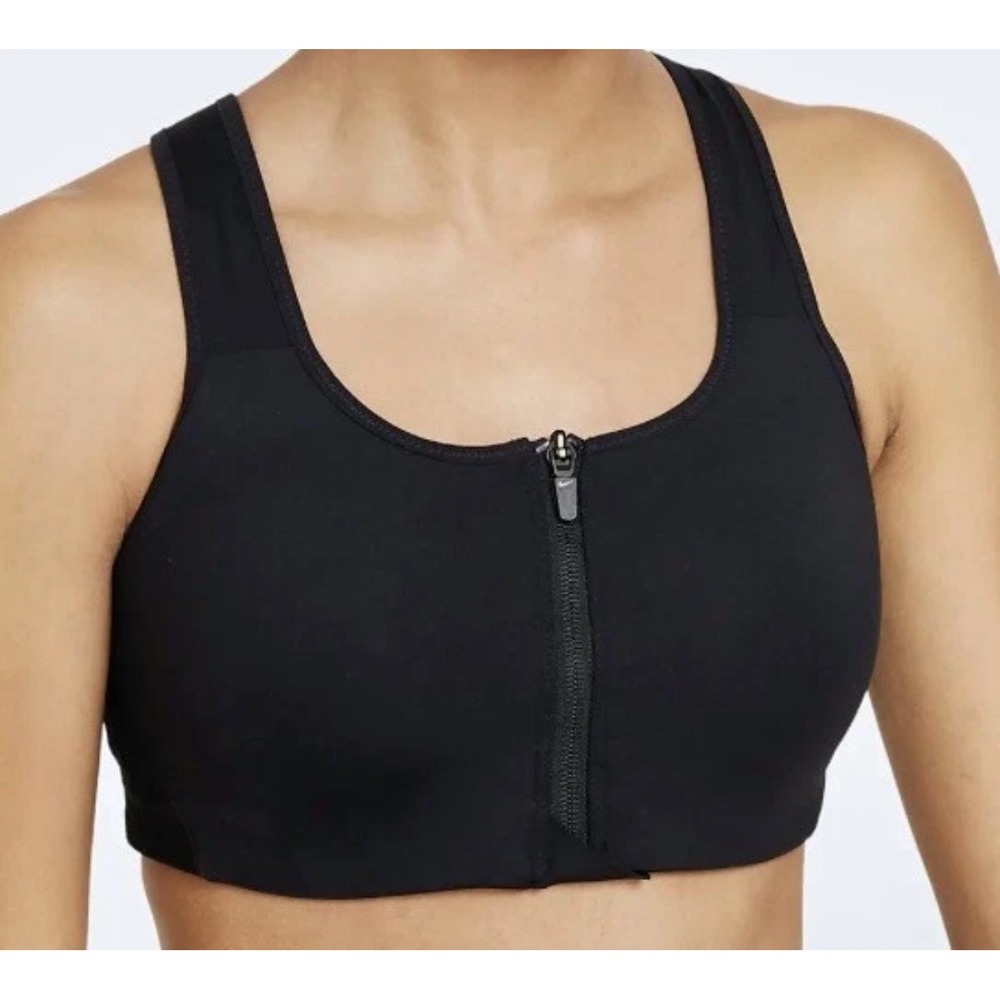 Nike Dri Fit Womens Molded Cup Zip Front High Impact Sports Bra Size S Black